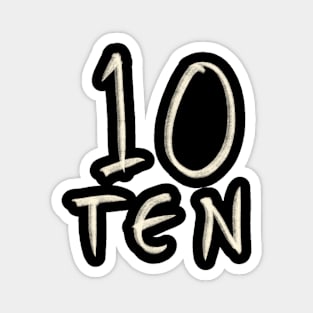 Hand Drawn Letter Number 10 Ten Magnet