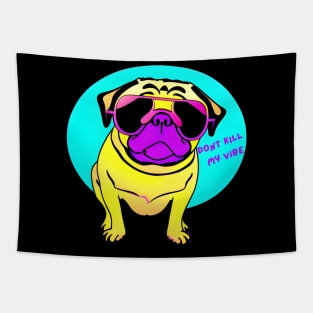 cute pug with sunglasses Tapestry