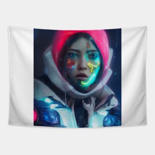 Cyberpunk netrunner girl Tapestry