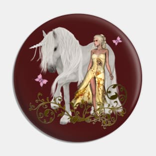 Wonderful unicorn with fairy Pin