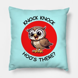 Knock Knock Hoo's There | Owl Pun Pillow