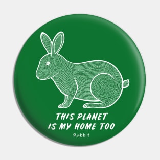 Rabbit - This Planet Is My Home Too - animal ink art Pin