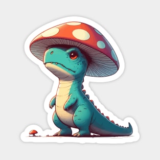 Cute Mushroom Hat Dinosaur Tyrannosaurus Rex Magnet