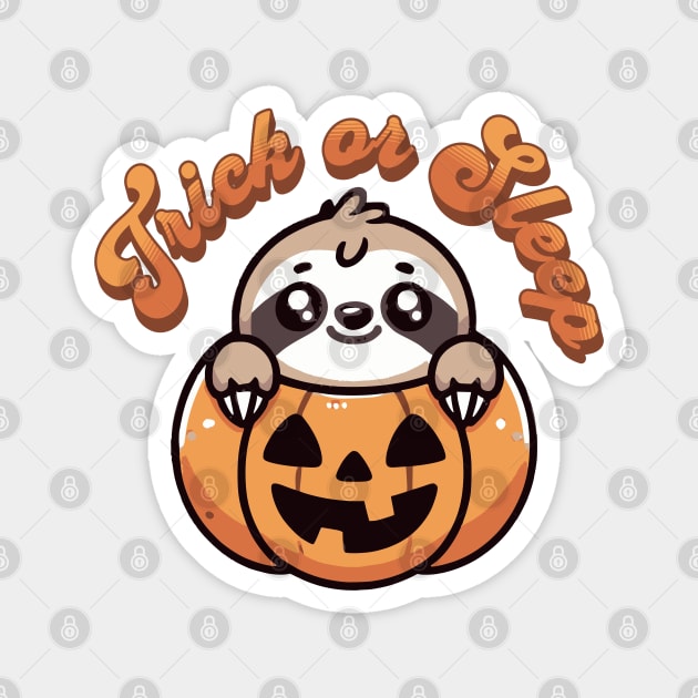 Halloween Sloth Trick or Sleep Cute Sloth Pumpkin Magnet by Yesteeyear