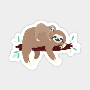 Sloth mom with baby Magnet