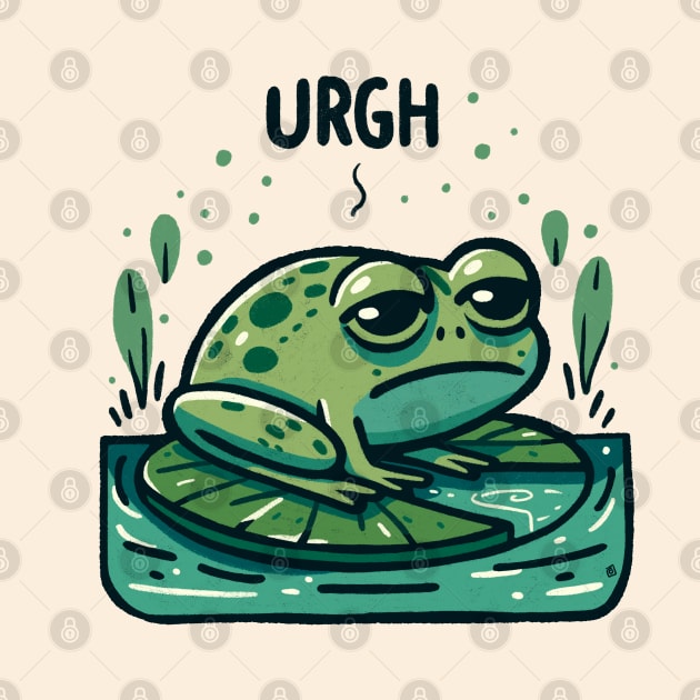 Moody Frog on Lily Pad - Perfect for Expressing Those “URGH” Days by Itouchedabee