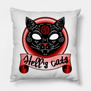 Black witch demonic cat Pillow