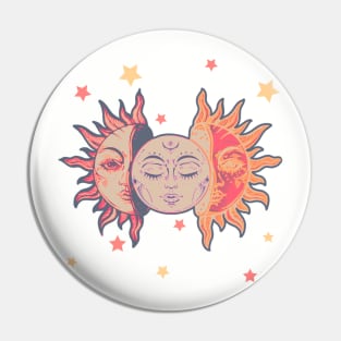 Star child of the moon and sun ( dreamy purple bg, matte 1 version) Pin