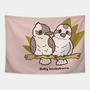 Cute Baby Kookaburra Bird Illustration Drawing Tapestry