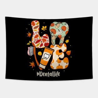 Love Dental Life Pumpkin Tooth Dentist Thanksgiving Autumn Tapestry