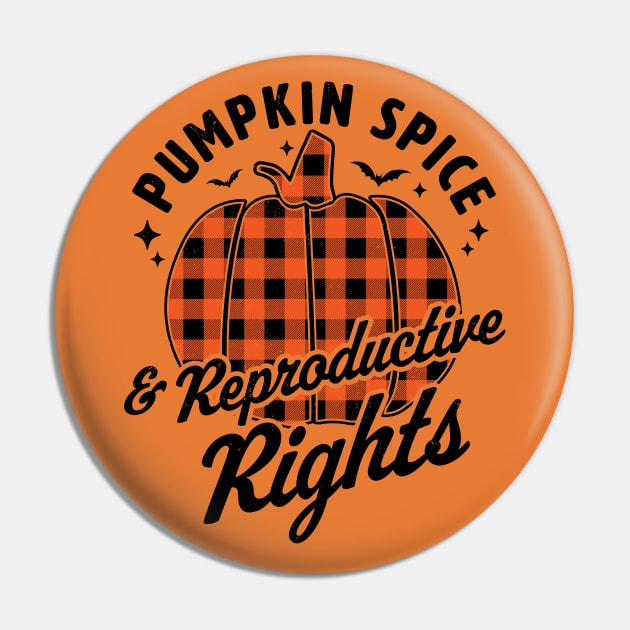 Pumpkin Spice And Reproductive Rights Halloween Pumpkin Pin by OrangeMonkeyArt