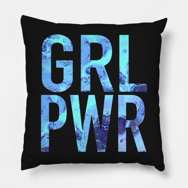 Girl Power Marbled Letters Feminist Sticker Pillow by Richardsonh25