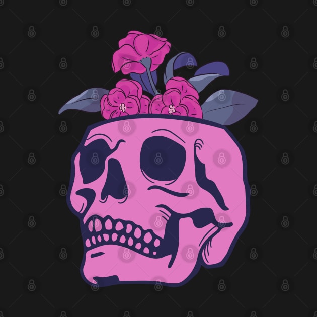 skull with flowers by purplecrowshub