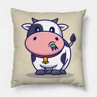 Cute Cow Eating Grass Pillow