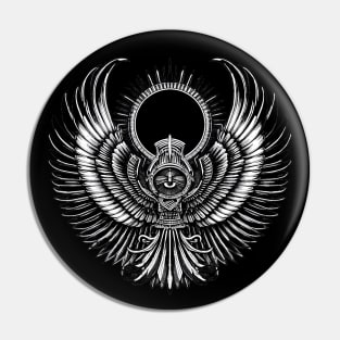 Black and White Winged Sun Symbol Pin