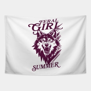 Feral Girl Summer Wolf Tapestry