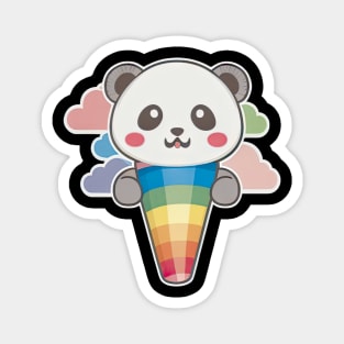 Cute Kawaii Panda Pride with rainbow ice con Magnet