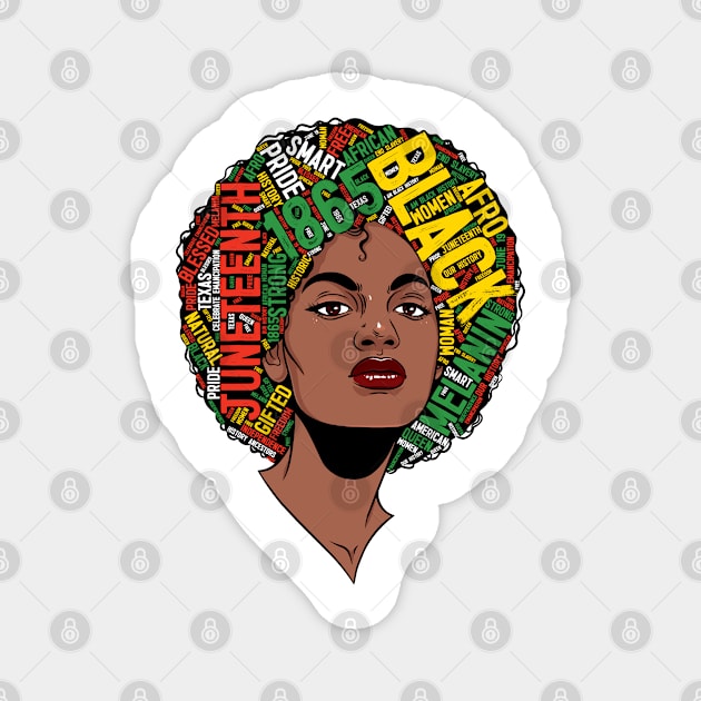 Black Woman Juneteenth 1865 Freedom Afro African American Magnet by BramCrye