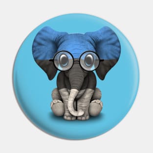 Baby Elephant with Glasses and Estonian Flag Pin