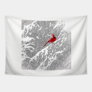 Red Cardinal in Winter Tapestry