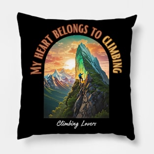 My heart belongs to climbing. Climbing Pillow