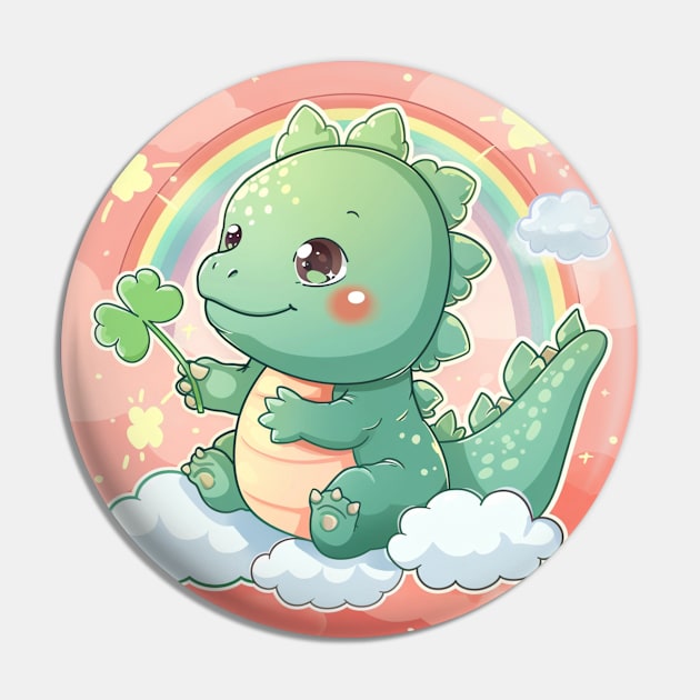 Cute Godzilla happy mood hold a clover in St Patricks day Pin by MilkyBerry