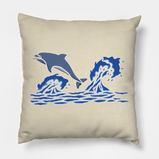 Sea Waves With Dolphin Pillow