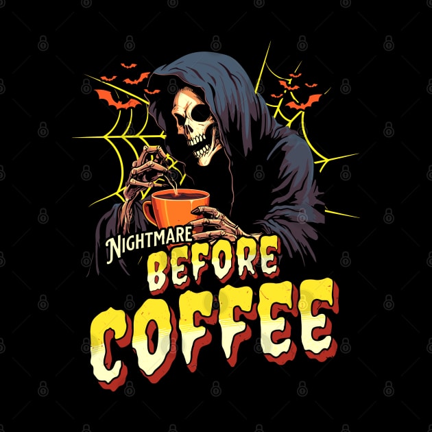 "Nightmare Before Coffee" Spooky Skeleton by FlawlessSeams