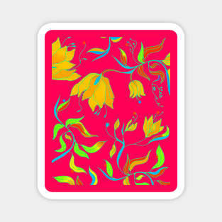 Pink Floral colorful artwork Magnet