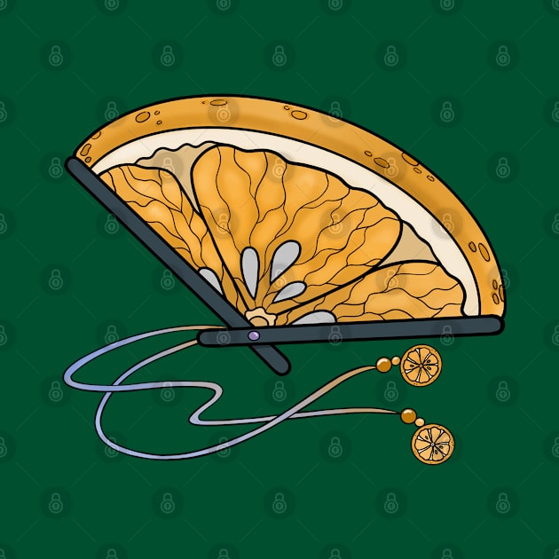 Orange Slice Folding Fan by emmakin.art@gmail.com
