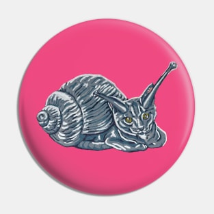 Grey Kitten Snail Pin