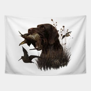 Woodcock Hunting with German Wirehaired Pointer Tapestry