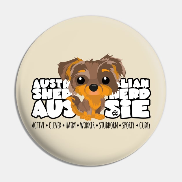 DGBigHeads - Aussie Brown Merle Tan Pin by DoggyGraphics