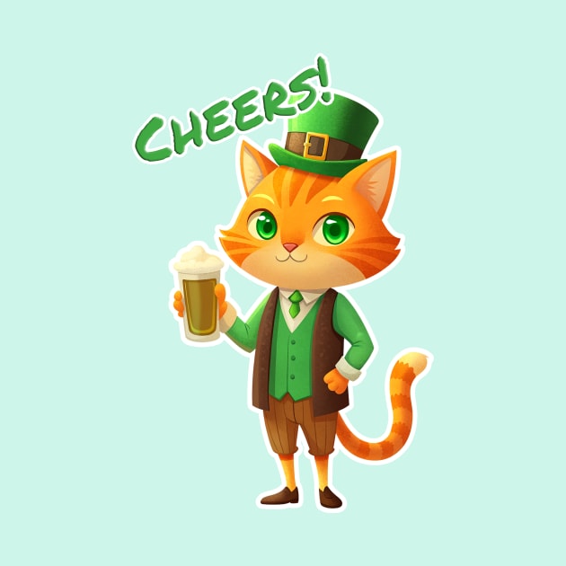 Lucky Cat Leprechaun Cheers! by Frim-Design