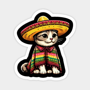 Cinco De Mayo Funny Mexican Cat Sombrero Poncho Men Women Magnet