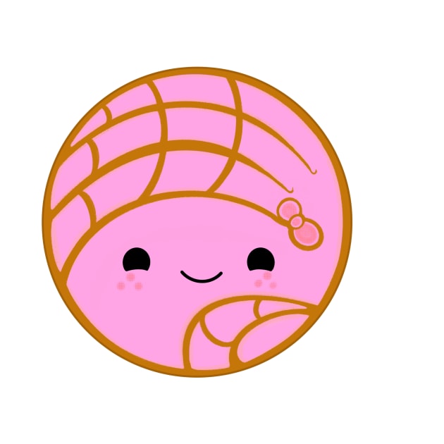 Cute Chibi Kawaii Pink Concha (Pan Dulce Art) by Florentino