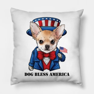 Chihuahua Dog Bless America Pillow