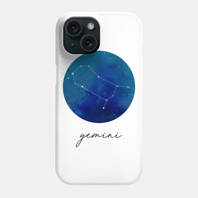 Gemini Zodiac Watercolor Constellation Phone Case by aterkaderk
