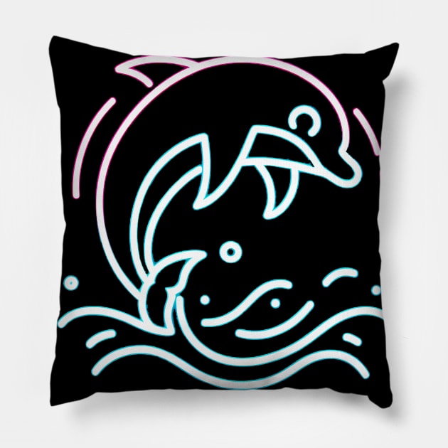 Neon Dolphin Pillow by UnleashedCreationz