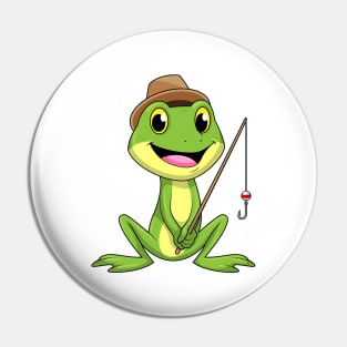 Frog at Fishing with Fishing rod Pin