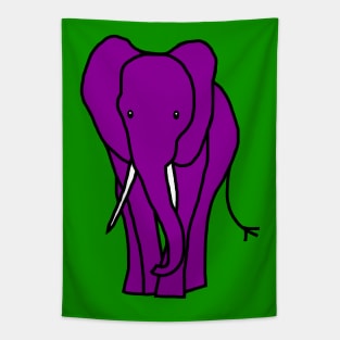 Purple Elephant Minimal Line Drawing Tapestry