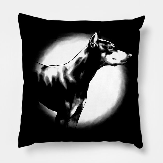 Doberman Pinscher Dog Portrait Pillow by MMMSDesigns