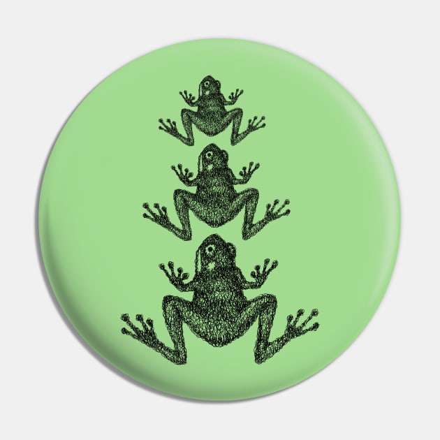 Three Doodle Frogs Pin by tsign703