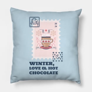 Wintertime Holidays Christmas xmas hot chocolate lover stamp Pillow