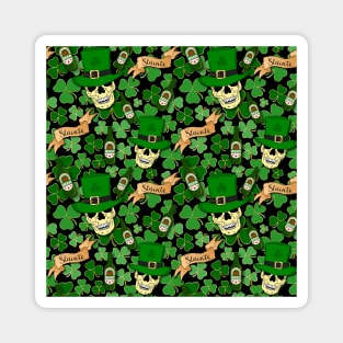 St Patricks Skulls and Beer Pattern Magnet