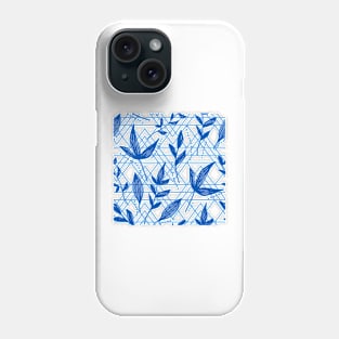 CUTE COOL BLUE GEOMETRIC SHAPE LEAF SEAMLESS PATTERN Phone Case