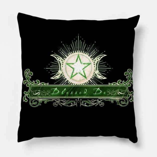 Blessed Be - Green Edition - Version 2 Pillow by mythikcreationz