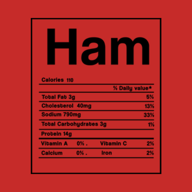 Ham Nutrition facts Food Funny Christmas Thanksgiving Gift ...