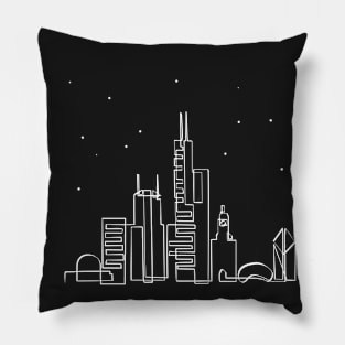 Chicago Skyline by Night Pillow