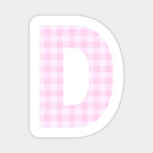 Pink Letter D in Plaid Pattern Background. Magnet